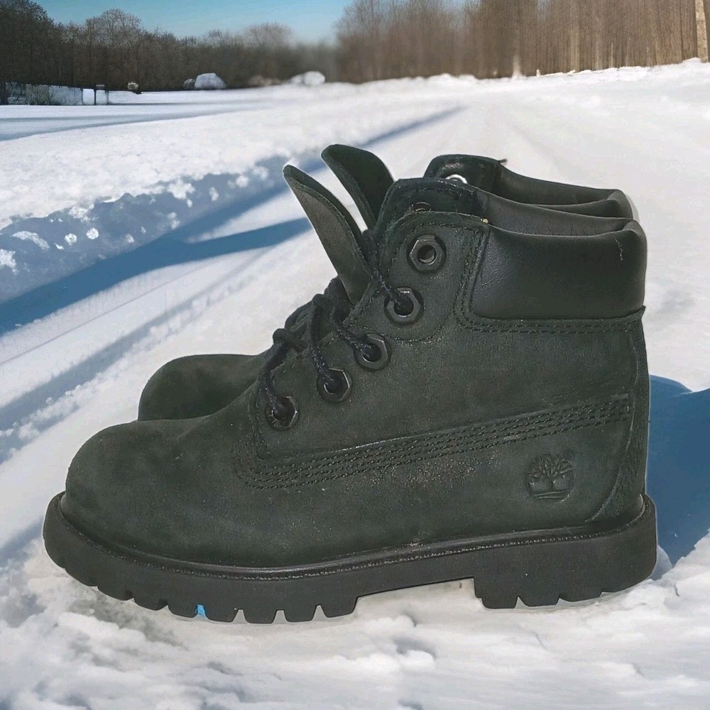 Timberland Toddlerβ Premium Black Leather Waterproof Kidcore Boot 12807 Sz 8